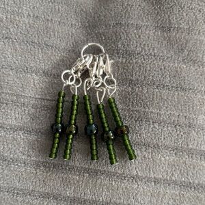 Elegant Green Beaded stitchmarkers (handmade)